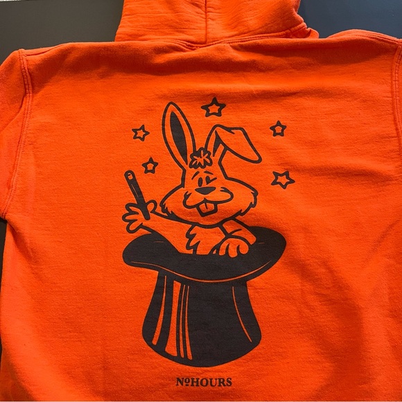 Size S orange hoodie with bunny graphics - Picture 2 of 9